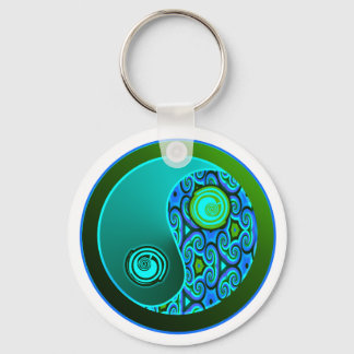 Porte-clés Aqua Swirls Yin Yang