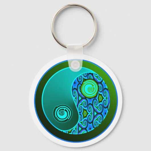 Porte-clés Aqua Swirls Yin Yang (Recto)