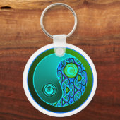 Porte-clés Aqua Swirls Yin Yang (Recto)