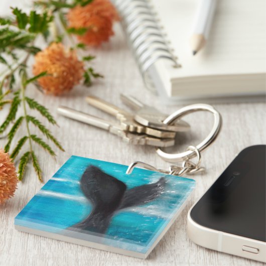 Porte-clés Aquarelle à queue de baleine (Devant Droit)