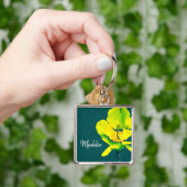 Porte-clés Aquarelle abstraite de fleurs jaunes (main)