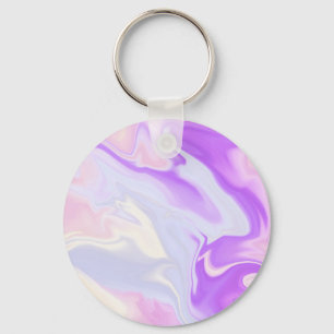 Porte-clés Aquarelle Abstraite Élégante Bleu Violet Blanc