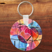 Porte-clés Aquarelle Abstraite Motif noir blanc (Recto)