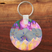 Porte-clés Aquarelle Abstraite orchidées tropicales (Recto)