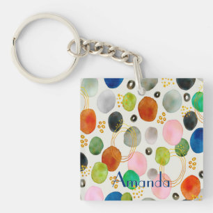 Porte-clés Aquarelle Abstraite Pebble Gold Parties scintillan