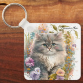 Porte-clés Aquarelle adorable Chaton persan (Recto)