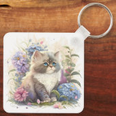 Porte-clés Aquarelle adorable Chaton persan (Verso)