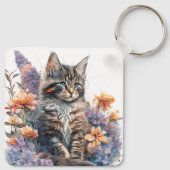 Porte-clés Aquarelle adorable Maine Coon Kitten (Dos)