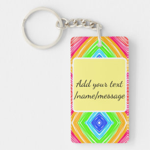 Porte-clés Aquarelle arc-en-ciel ajoutez nom texte message pe