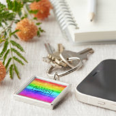 Porte-clés Aquarelle arc-en-ciel rayures personnalisées (Côté)