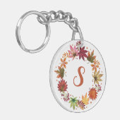 Porte-clés Aquarelle Automne quitte la récolte Monogramme (Devant gauche)