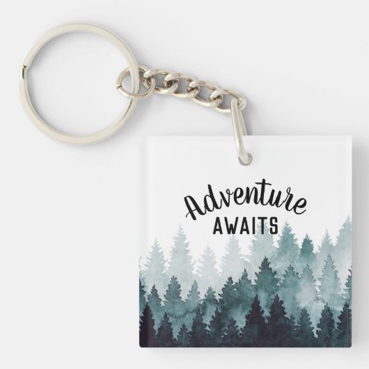 Porte-clés Aquarelle Aventure Forêt rustique (Devant)