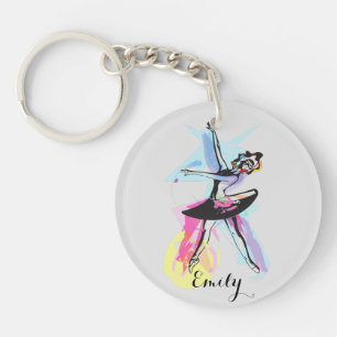 Porte-clés Aquarelle Ballerina Dancer Thème Customisé