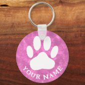 Porte-clés Aquarelle blanche couleur rose du texte personnali (Recto)