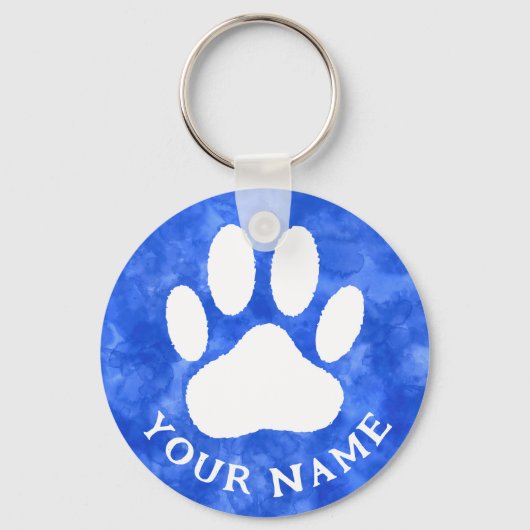 Porte-clés Aquarelle blanche Empreinte de patte personnalisé (Recto)