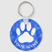 Porte-clés Aquarelle blanche Empreinte de patte personnalisé (Verso)