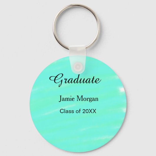Porte-clés Aquarelle bleu vert diplôme ajouter nom année (Recto)