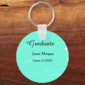 Porte-clés Aquarelle bleu vert diplôme ajouter nom année (Recto)