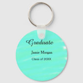 Porte-clés Aquarelle bleu vert diplôme ajouter nom année (Verso)
