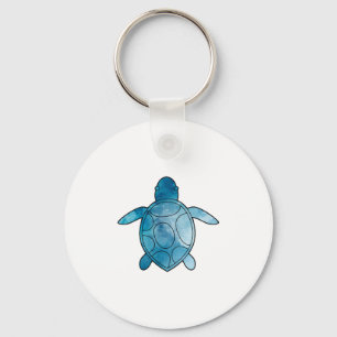 Porte-clés Aquarelle bleue de la tortue marine