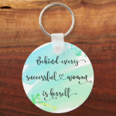 Porte-clés Aquarelle bleue Quote de femme avec succès Typogra (Recto)