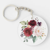 Porte-clés Aquarelle Blush et vin Floral Bridesmaid Keycha (Devant)