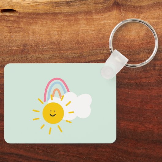 Porte-clés Aquarelle Boho arc-en-ciel et soleil (Recto)