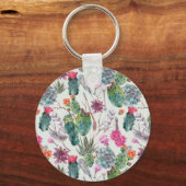Porte-clés Aquarelle Boho exotique Cactus et Motif succulent (Recto)