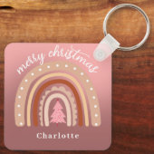 Porte-clés Aquarelle Boho personnalisée Nom arc-en-ciel Fille (Verso)