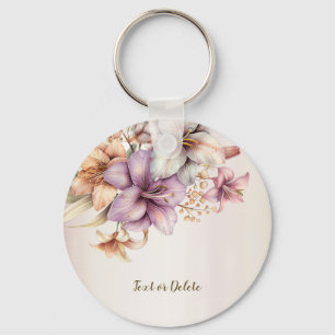 Porte-clés Aquarelle Boho Rose Fleurs Élégante Et Élégante