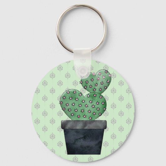 Porte-clés Aquarelle Cactus en pot Plante (Verso)