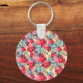 Porte-clés Aquarelle chaude froide Florale géométrique (Verso)