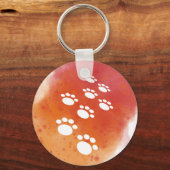 Porte-clés Aquarelle Chien Paw Traces (Verso)
