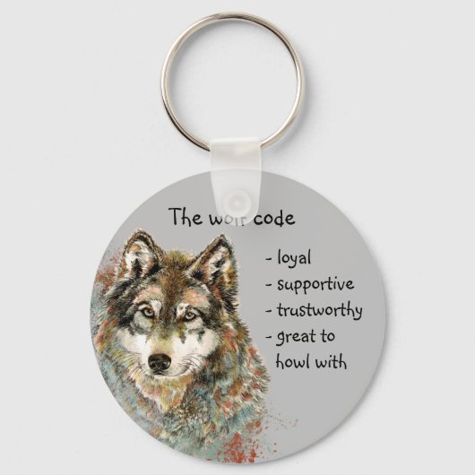 Porte-clés Aquarelle Code Wolf Citation, Wolf Inspirational (Recto)