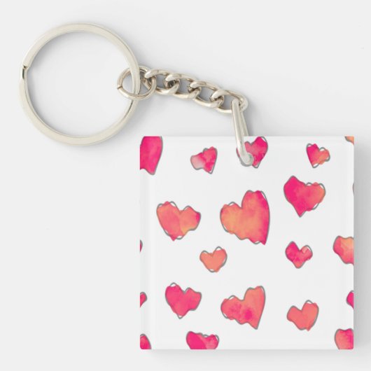 Porte-clés Aquarelle Coeur Art Motif (Devant)