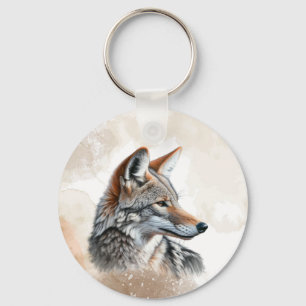Porte-clés Aquarelle Coyote Pays Cottagecore Russe Imprimer