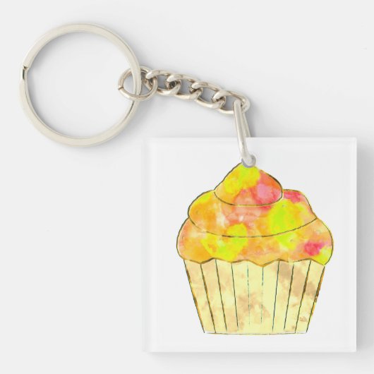 Porte-clés Aquarelle Cupcake Peinture (Devant)