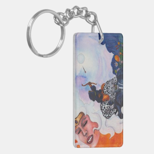 Porte-clés Aquarelle cupide équitation chat Mère déesse rêve (Devant gauche)