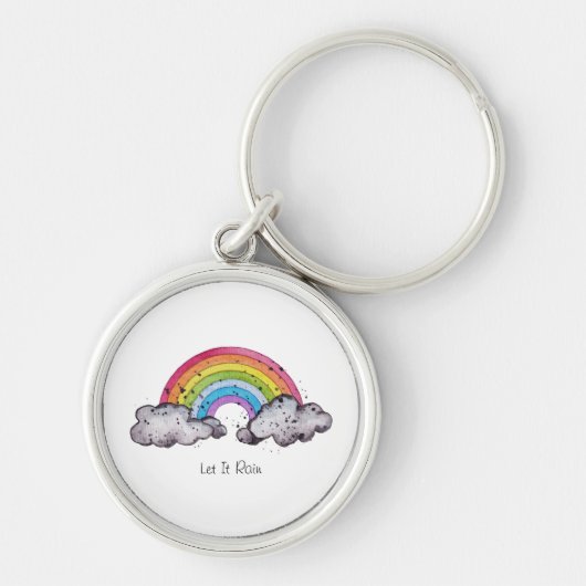 Porte-clés Aquarelle Cute Arc-En-Ciel Et Nuages (Devant)