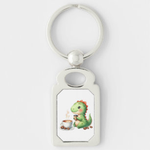 Porte-clés aquarelle Cute Dinosaur Rectangle Porte - clé méta