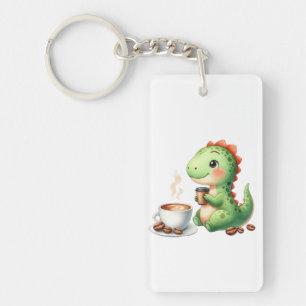 Porte-clés aquarelle Cute Dinosaure T Rex boisson Acrylique