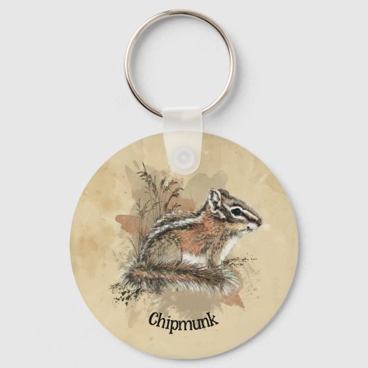 Porte-clés Aquarelle Cute Little Chipmunk Animal Wildlife (Recto)