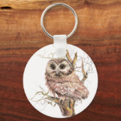 Porte-clés Aquarelle Cute Saw Whet Owen, Bird (Recto)