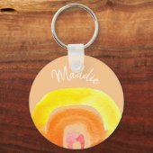 Porte-clés Aquarelle d'amour arc-en-ciel orange (Recto)