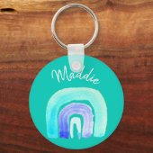 Porte-clés Aquarelle d'amour bleu arc-en-ciel (Recto)