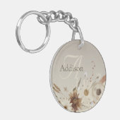 Porte-clés Aquarelle d'automne Monogramme floral (Devant gauche)