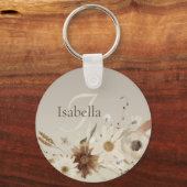 Porte-clés Aquarelle d'automne Monogramme floral (Recto)