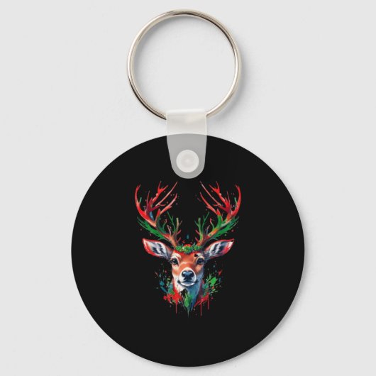 Porte-clés Aquarelle de cerf de Noël (Recto)