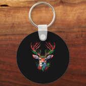 Porte-clés Aquarelle de cerf de Noël (Recto)
