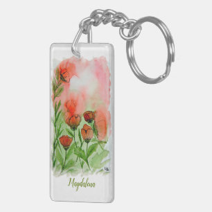 Porte-clés Aquarelle de coquelicots